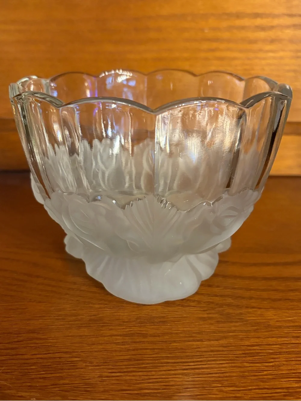 Vintage Imperlux Frosted Rose Pedestal Bowl